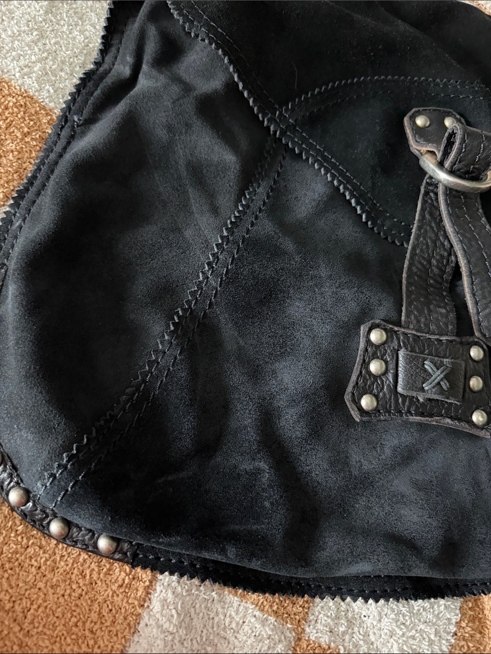 Lucky Brand Black Suede Shoulder Bag with Braided Strap - Picture 2 of 9